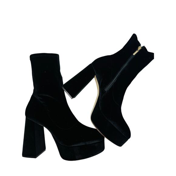 Larroudé Dolly retro Y2K Stretch Boot In Black Velvet Sz 10 - Picture 8 of 14